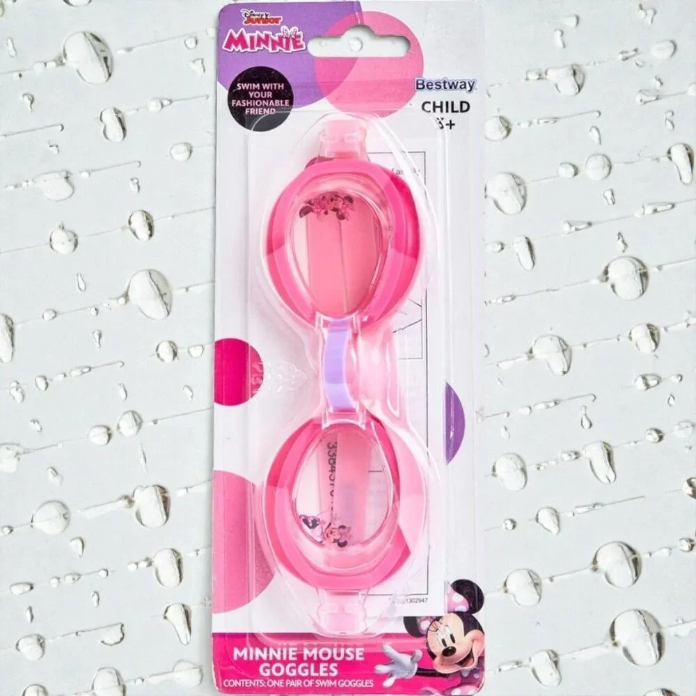 Disney Minnie Mouse Girls Swim Goggles Pink Adjustable Strap UV Protection New